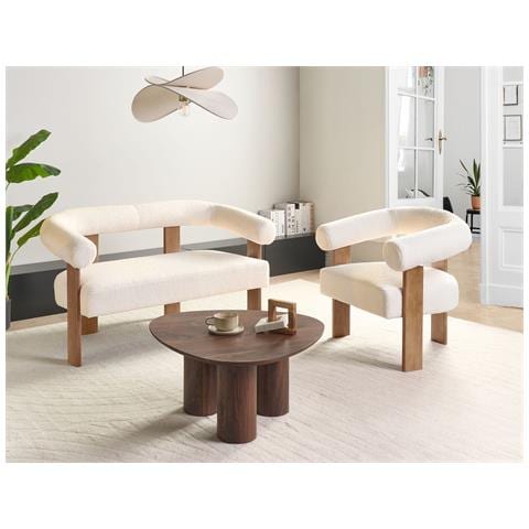 Set Da Salotto Ilbro Bouclé Bianco Sporco/ Marrone Scuro - Foto 1