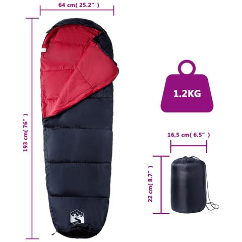 Sacco a Pelo Mummia da Campeggio per Adulti 3 Stagioni - Foto 5