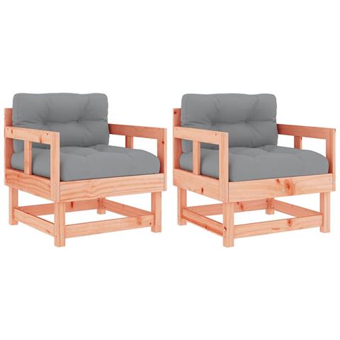 Sedie da Giardino con Cuscini 2 pz in Legno Massello di Douglas - Foto 1