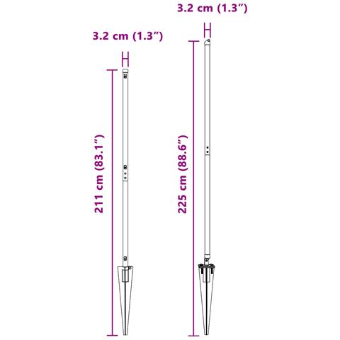 Pali per Recinzione con Punta 7 pz Ø32 mm 180 cm Acciaio Zincato - Foto 9