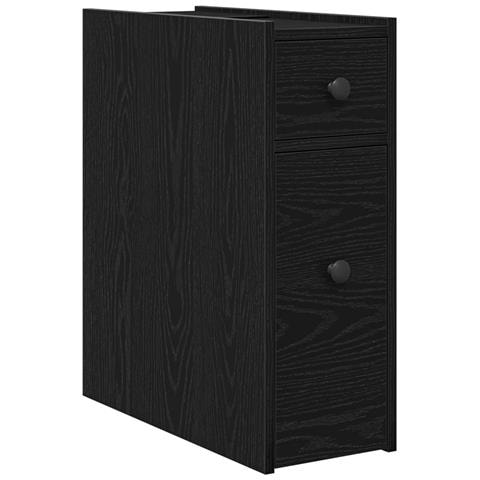 Armadio da bagno stretto con ruote in rovere nero legno ingegnerizzato - Foto 1