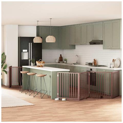 Cancello Cani Porta Pieghevole Marrone 10 Pannelli 800cm Pioppo - Foto 2