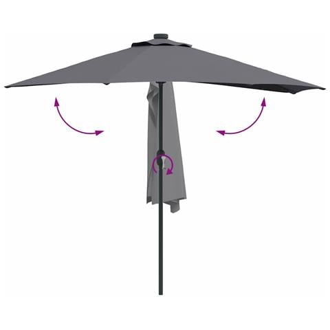 Ombrello da giardino Antracite 294 x 150 x 224 cm Tessuto - Foto 9