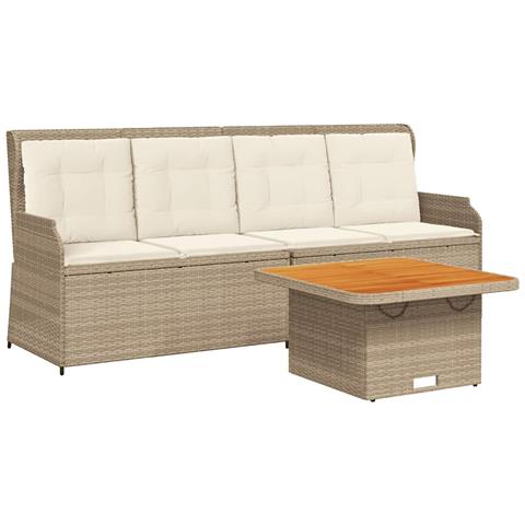Set Divani da Giardino 3 pz con Cuscini in Polyrattan Beige - Foto 1