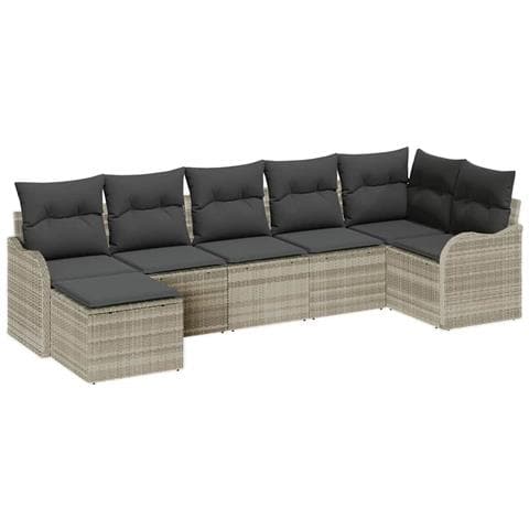 Set Divano da Giardino 7 pcs Grigio chiaro Poly Rattan - Foto 1