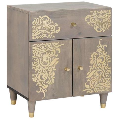 Armadio da Notte Grigio 50 x 33 x 60 cm legno massello di mango - Foto 1