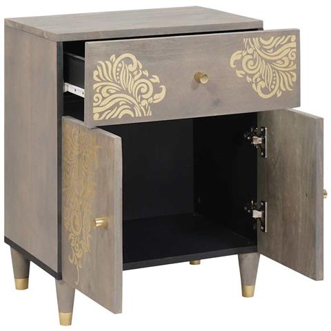 Armadio da Notte Grigio 50 x 33 x 60 cm legno massello di mango - Foto 2