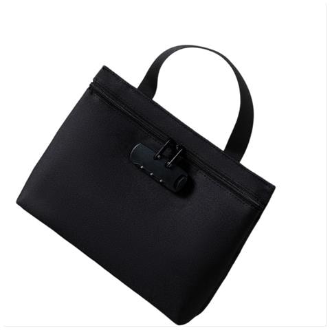 Grande Borsa Con Serratura A Combinazione - Organizer Sicuro In Poliestere Per Documenti Black - Foto 1