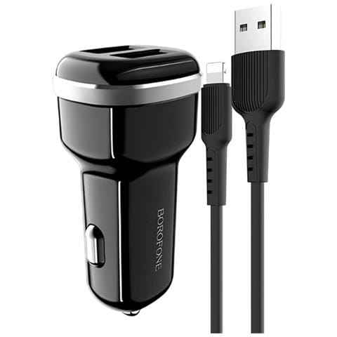 Caricatore Per Auto A 2 Porte Usb Con Cavo Lightning In Policarbonato Incluso, Nero - Foto 1
