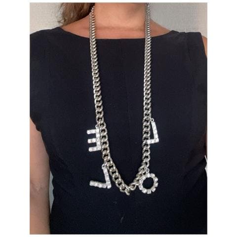 Collana Lunga Love In Cristallo Sw E Argento 10µ - Foto 2