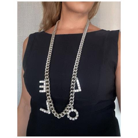 Collana Lunga Love In Cristallo Sw E Argento 10µ - Foto 3