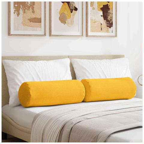 Cuscini a rullo 2 pcs Giallo Chiaro Ø 25 x 70 cm - Foto 2