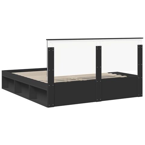 Struttura del letto Nero 200 x 200 cm Pino massello - Foto 9