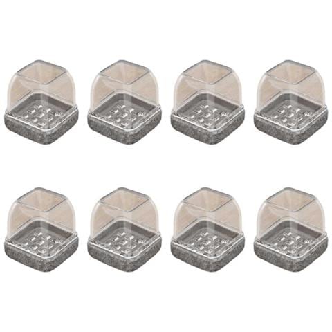 Protezioni Trasparenti Quadrate Per Gambe Di Sedie - 0.75 Pollici, Fondo Grigio - Set Da 8 Pezzi - Foto 1