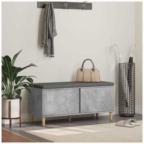 Panca per ingresso con cuscino Grigio Cemento 100 x 38 x 46 cm - Foto 2