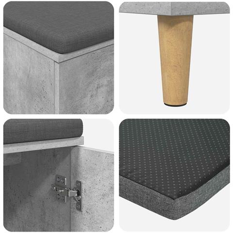 Panca per ingresso con cuscino Grigio Cemento 100 x 38 x 46 cm - Foto 9