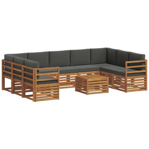 Set divani 10 pcs Naturale e Antracite Legno di Acacia Massello - Foto 1