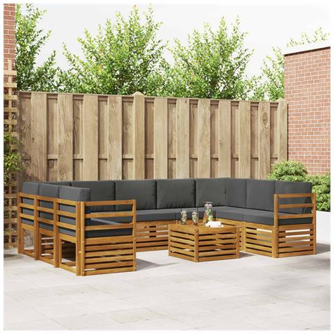 Set divani 10 pcs Naturale e Antracite Legno di Acacia Massello - Foto 2