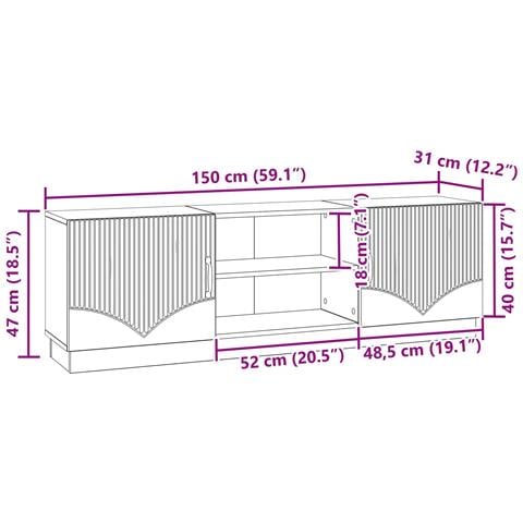 Mobile TV Legno antico 150 x 31 x 47 cm Legno ingegnerizzato - Foto 9