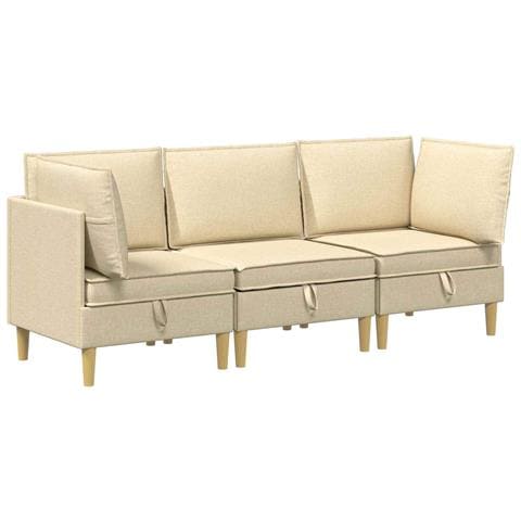Set di divani modulari con spazio di archiviazione 3 pcs Crema - Foto 1