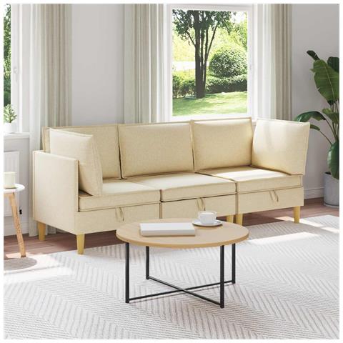 Set di divani modulari con spazio di archiviazione 3 pcs Crema - Foto 2