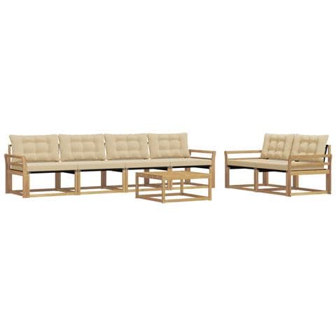 Set di divani da esterno 7 pcs Bianco e Beige - Foto 1