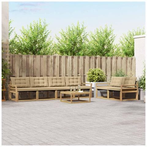 Set di divani da esterno 7 pcs Bianco e Beige - Foto 2