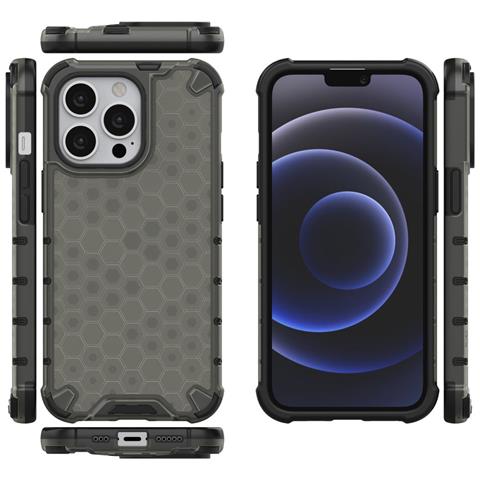Honeycomb Corpo Con Copertura Rigida E Bumper In Tpu, Per Iphone 13 Pro, Nero - Foto 2