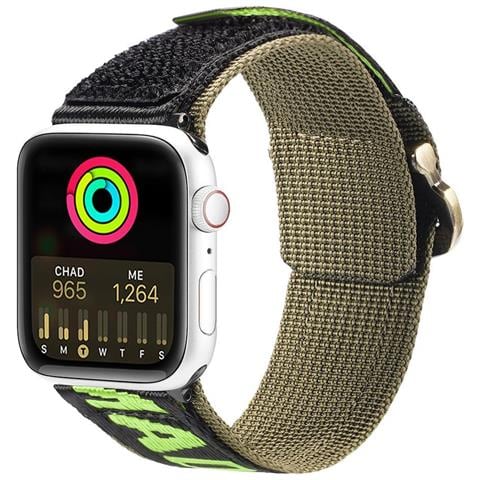 Cinturino (versione Outdoor) Per Apple Watch Ultra, Se, 9, 8, 7, 6, 5, 4, 3, 2, 1 (49, 45, 44, 42 Mm) Bracciale In Nylon Nero /verde - Foto 1