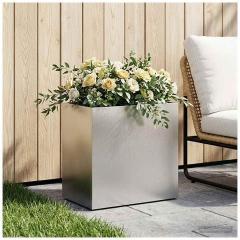 Vaso da giardino Argento 50 x 30 x 40 cm Acciaio Inox - Foto 2