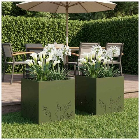 Vaso da giardino 2 pz Verde Oliva 50 x 50 x 49 cm - Foto 2