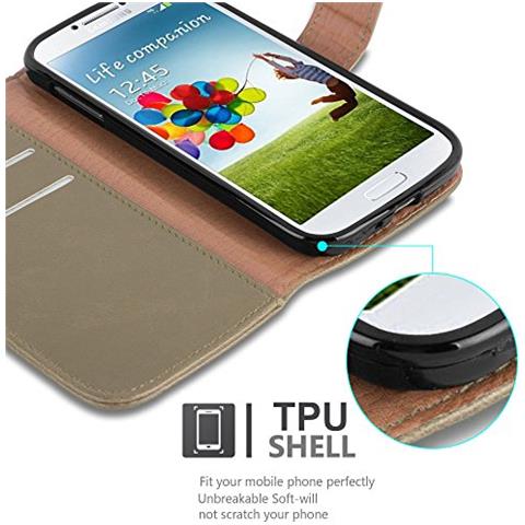 Custodia Compatibile Con Samsung Galaxy S4 In Marrone Cappuccino - Coperchio Protettiva Con Chiusura Magnetica, Funzione Stand E Tasca Per Le Carte - Foto 2