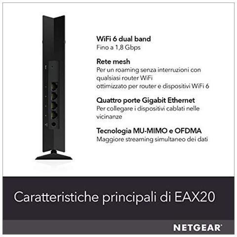 Ripetitore WiFi 6 Mesh AX1800 EAX20, WiFi Extender con 4 Porte Lan e 4 Stream, Ripetitore WiFi Wireless Compatibile con Modem Fibra e Adsl - Foto 2