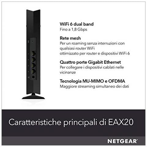 Ripetitore WiFi 6 Mesh AX1800 EAX20, WiFi Extender con 4 Porte Lan e 4 Stream, Ripetitore WiFi Wireless Compatibile con Modem Fibra e Adsl - Foto 5