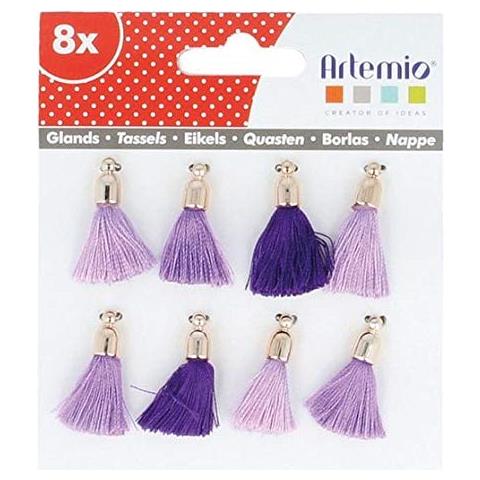  - set Di 8 pompon Tassels, Tessile, Viola, 12,5 x 1 x 12,5 cm - Foto 1