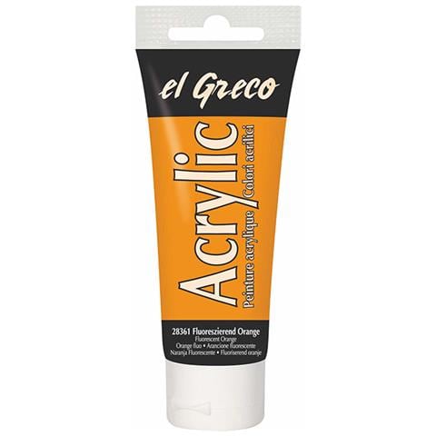 Colore Acrilico El Greco 75 Ml Fluorescente Arancione - Foto 1