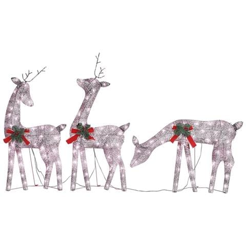 Famiglia Renne Natalizie 270x7x90 cm in Rete Oro Bianco Caldo - Foto 1