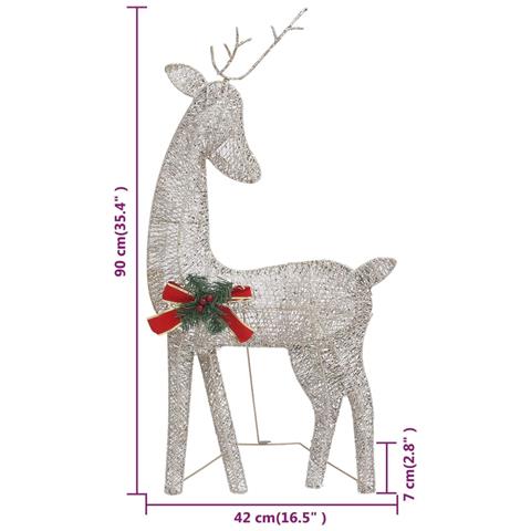 Famiglia Renne Natalizie 270x7x90 cm in Rete Oro Bianco Caldo - Foto 10