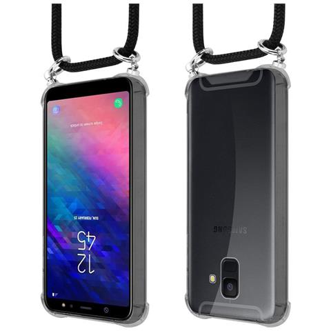 Catena Di Telefoni Cellulari Compatibile Con Samsung Galaxy A6 2018 In Nero - Coperchio Protettivo In Silicone Con Anelli D'argento, Cinturino In Corda E Custodia Staccabile - Foto 8