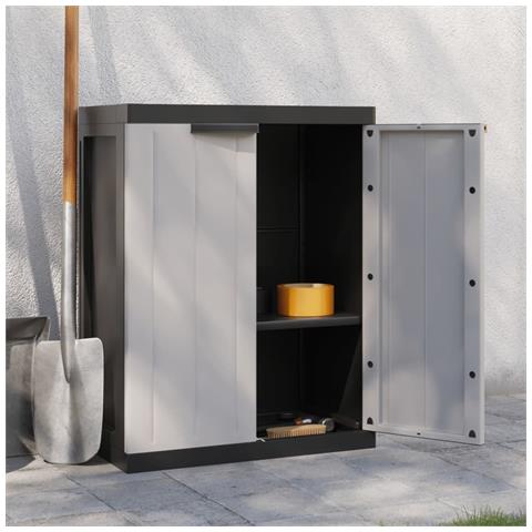 Armadio Da Esterno Grigio E Nero 65x37x85 Cm In Pp - Foto 3