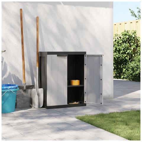 Armadio Da Esterno Grigio E Nero 65x37x85 Cm In Pp - Foto 1