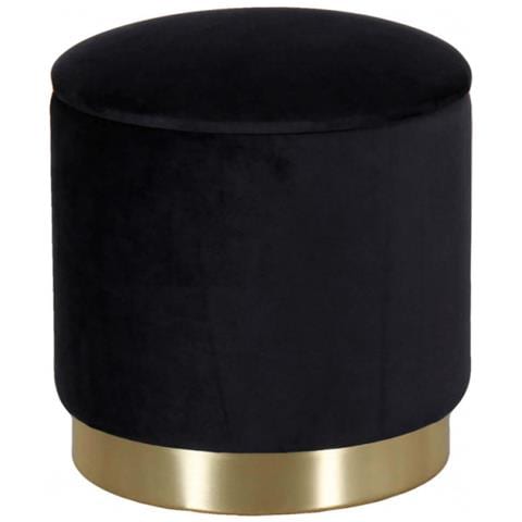 Pouf Contenitore Rotondo In Velluto Nero - Foto 1