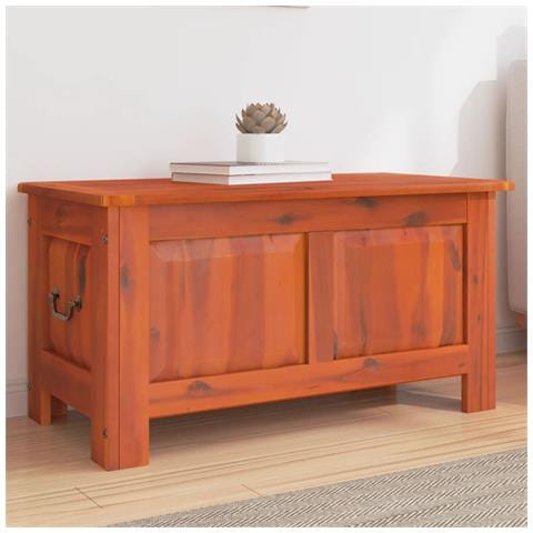 Cassapanca Con Coperchio Marrone In Legno Massello Di Acacia - Foto 1