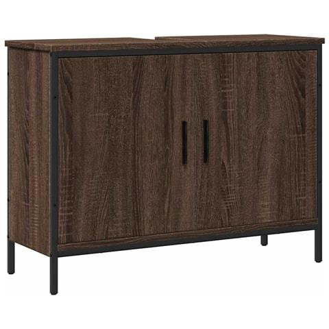 Mobile Lavabo Bagno Rovere Marrone 80x30x60cm Legno Multistrato - Foto 1