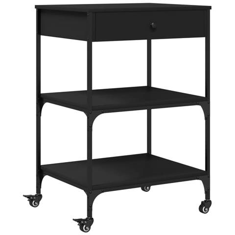 Carrello Da Cucina Nero 60x48x89,5 Cm In Legno Multistrato - Foto 2