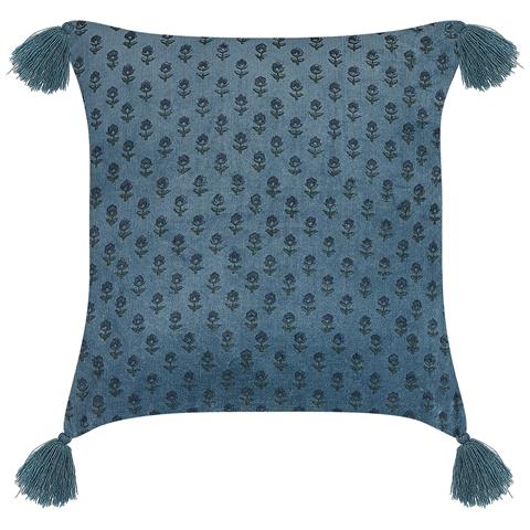 Cuscino Decorativo Ribes Cotone 45 X 45 Cm Floreale Stampa A Blocchi Blu Scuro - Foto 2