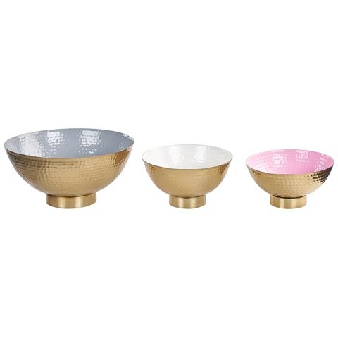Set Di 3 Vassoi Decorativi Metallo Dorato Baru - Foto 2