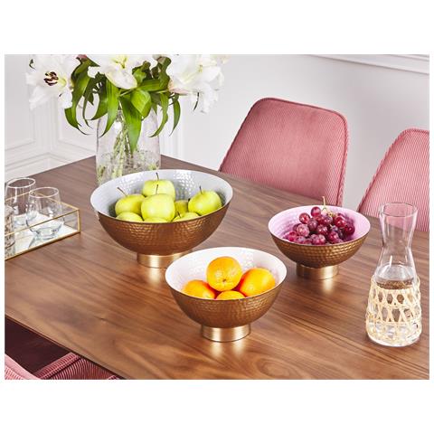 Set Di 3 Vassoi Decorativi Metallo Dorato Baru - Foto 1