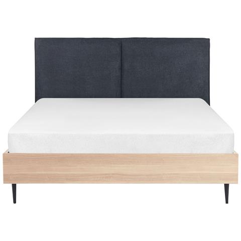 Letto Matrimoniale Grigio Scuro E Legno Chiaro 160 X 200 Cm Izernore - Foto 2
