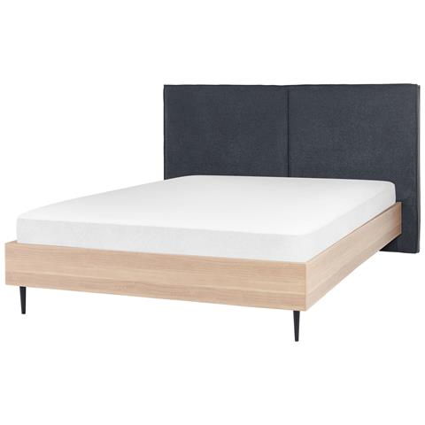 Letto Matrimoniale Grigio Scuro E Legno Chiaro 160 X 200 Cm Izernore - Foto 8